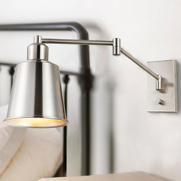Cary 5.75" Iron Contemporary Swing Arm LED Wall Sconce - JONATHAN Y